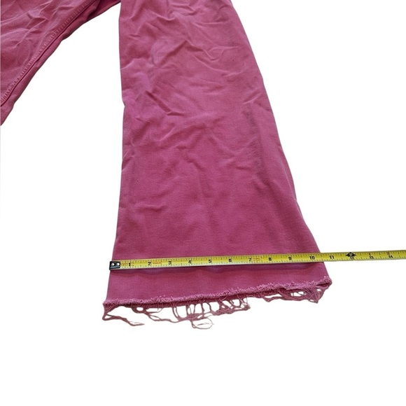 Zara Marine Straight Wide Leg Hot Pink Raw Hem Denim Jeans High Waist Size 2 - Picture 9 of 12